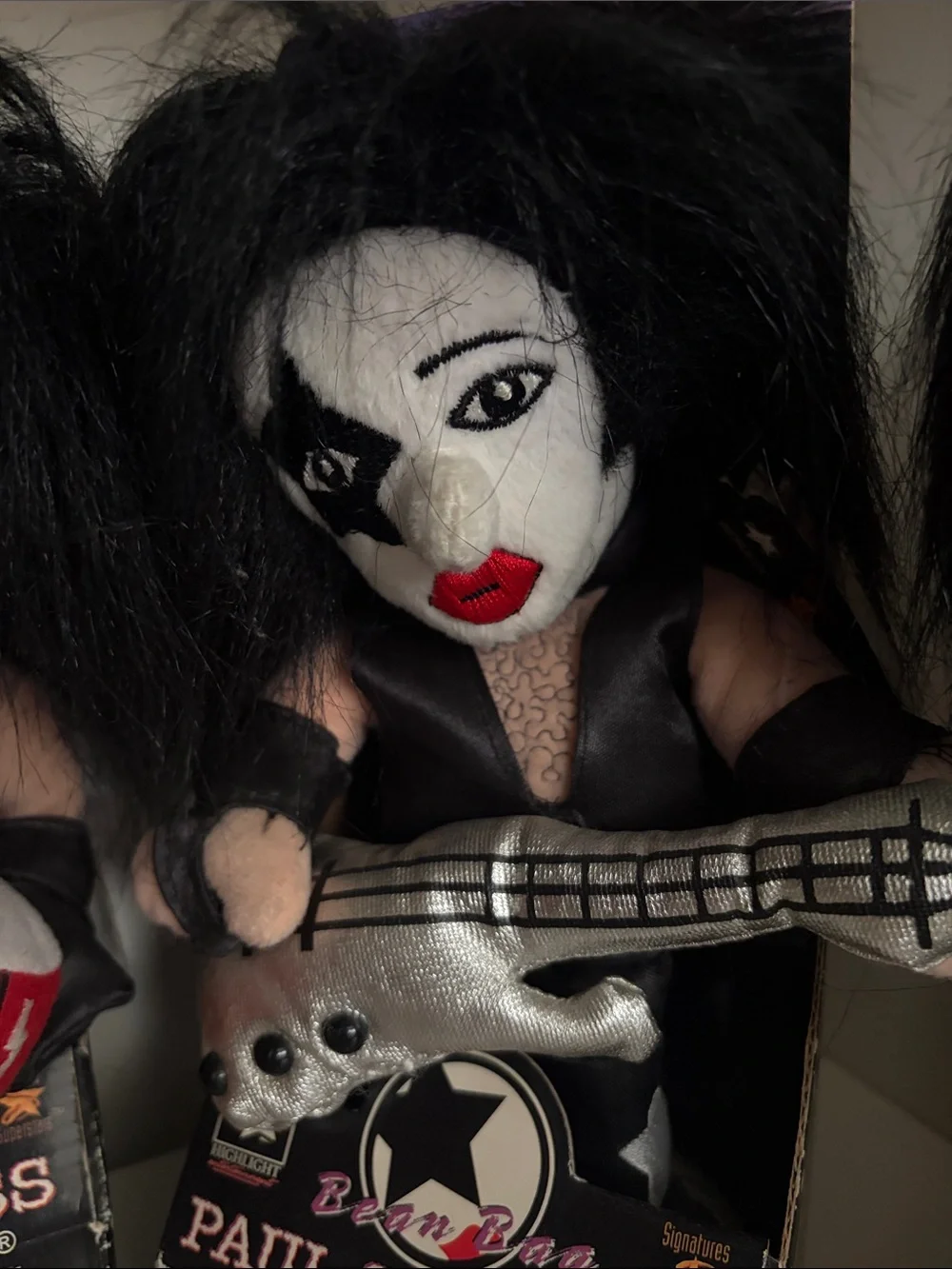 Kiss band Kiss Peter Criss Plush Doll — Black, White & Red Details
